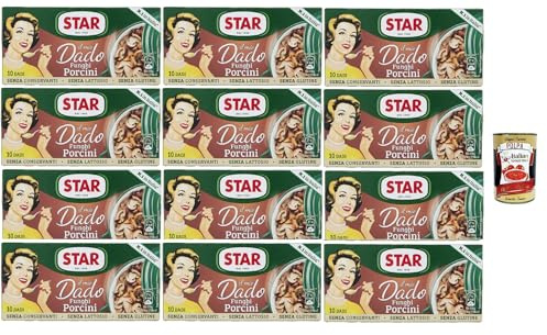 Italian Gourmet dado funghi porcini brodo Steinpilz-Brühwürfel 12 x 100g | Per zuppe, risotti e salse; kräftiger Geschmack für Suppen und herzhafte, Gesamtnettogewicht 1,2 kg + Kostenlos Polpa 400g