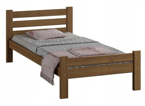 Home Collective Bett 90x200, Bettrahmen, Holzbett mit Lattenrost | Massives Kiefernholz | Stabil & Langlebig | 210x102x72 cm (BxTxH) | Eiche