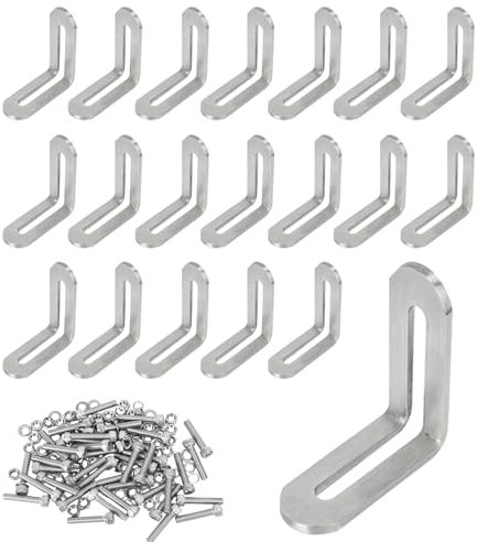 KINDPMA 20 Stück Winkelverbinder Edelstahl mit Langloch 60 x 60 x 19mm Metallwinkel Verstellbar 90 Grad L-förmige Eckstrebe mit Schlitz Befestigungswinkel Montagewinkel Winkel Metall