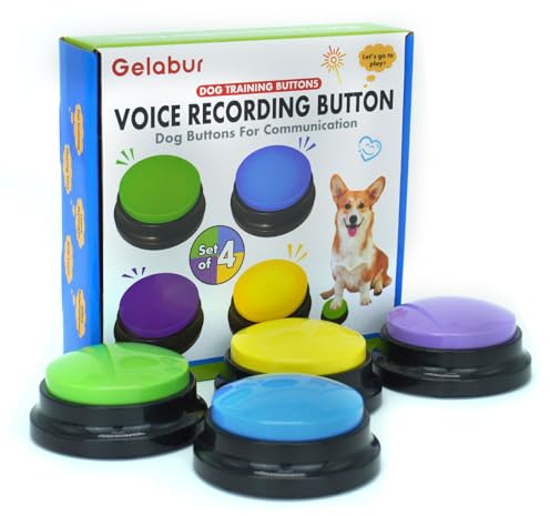 Gelabur Juego de 4 botones para perros para comunicación, botones grabables de voz para aula, juego de botones de conversación para entrenamiento de perros, herramientas de botones de conversación