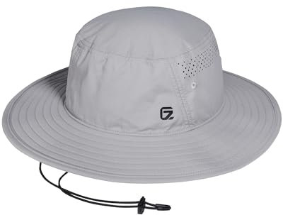 GADIEMKENSD UV-Schutz Anglerhut für Männer & Frauen, breitkrempige Sonnenhüte für Angeln und Wandern, atmungsaktiver, schnelltrocknender Safarihut, wasserabweisender Bonnie-Sonnenhut. Hellgrau