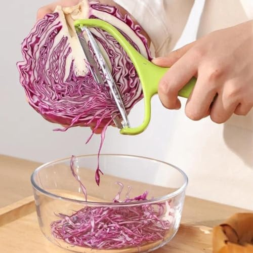 Green Cabbage Shredder,Vegetable Cutter Cabbage Slicer,Stainless Steel Potato Vegetable Fruit Peeler Cabbage Graters Kitchen Must Have for Home Restaurants Peelers, Grating and Slicing Tools