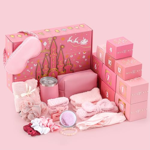 Hillsuren Weihnachts-Adventskalender 2025 für Frauen, 12 Tage, Neujahr, Make-up, Adventskalender, Selbstpflege, Beauty-Box, Urlaub, Spa, Geschenke für Mutter, Ehefrau, Freundin, Schwester