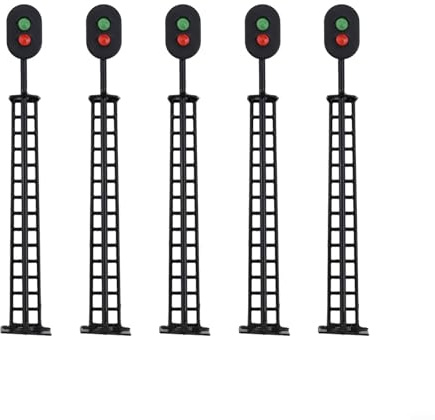 5er Set Modellbahn Signal Lampen Spur H0 Maßstab 1:87 Mit LED Beleuchtung 3V/12V Eisenbahnsignale Für Modelleisenbahn Layout Und Gartendekoration(Two Lights)