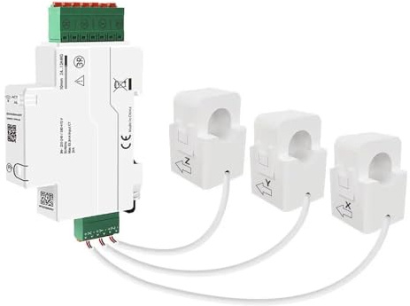 3-Phasen-DIN-Schienen-Smart-Energiezähler, Leistungsmonitor, 120 A, bidirektionales Split-Core-CT-Meter mit Klasse 1-Genauigkeit, kompatibel mit Tuya/Home Assistant, Überlastalarm und 18 mm (WLAN, 3