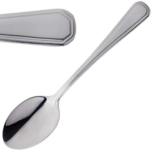 Olympia Monaco Cutlery Teaspoons Set (Pack of 12), Silver, High Polished Stainless Steel, Size: 130(L)mm, Tea & Coffee Spoons, Dishwasher Safe - Home, Kitchen, Restaurant Use, D056