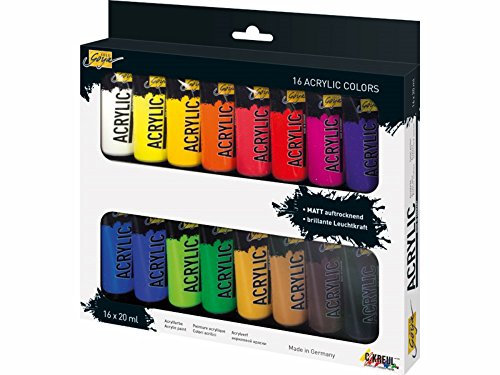 KREUL Acrylfarbe SOLO Goya Acrylic, 20 ml, 16er-Set, Sie erhalten 1 Packung, Packungsinhalt: 16 er Set