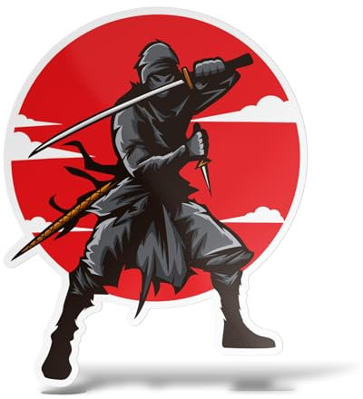 erreinge Aufkleber japanische Samurai Ninja Shaped Adhesive PVC für Abziehbild Tapete Auto Moto Helm Camper Laptop - 10 cm
