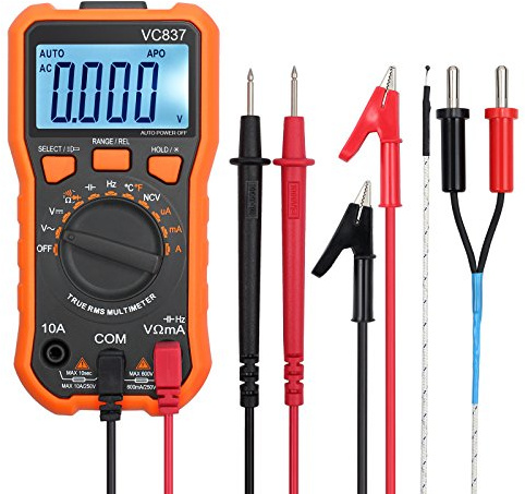 Proster Autoranging Multimeter 6000 Count - AC DC Current Tester Voltage Meter Volt Ohm Meter with Alligator Clips TRMS NCV Temperature Capacitance Diode Audible Continuity Meter