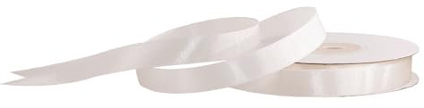 Satinband 12mm x 25m Rolle - FARBAUSWAHL in 3/6/12/18/25/38/50/75/100mm - farbecht & waschbar - Schleifenband für Hochzeit - Geschenkband zum Verpacken Dekorieren Basteln - Ivory Elfenbein 810