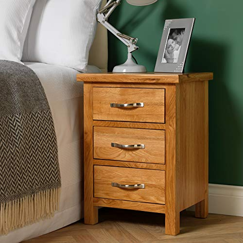 Regal Oak 3 Drawer Bedside Cabinet/Nightstand/Modern Oak Bedroom Furniture