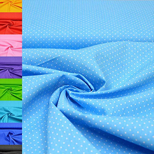 MAGAM-Stoffe Amelie Pünktchen Baumwollstoff Oeko-Tex Meterware 50cm (11. Hellblau)