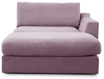 CAVADORE Sofa-Modul Fiona Longchair mit Armteil rechts / XXL-Recamiere passend zur Couchgarnitur Fiona / 139 x 90 x 199 /Webstoff flieder-lila
