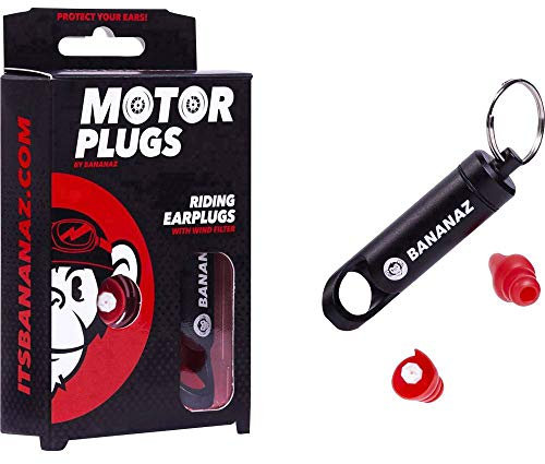 Bananaz Motorplugs Gehörschutz Ohrstöpsel für Motorrad-Fahrer & Motorsport Freunde, 1cm, Rot