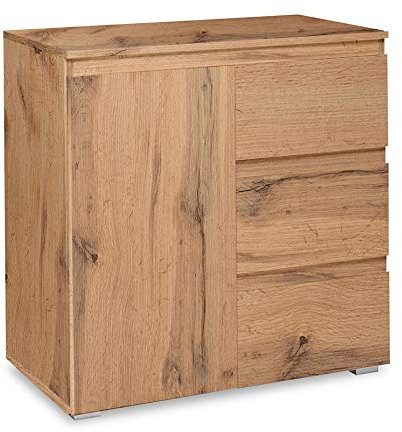 Newfurn Sideboard Kommode Natur Anrichte Highboard Mehrzweckschrank II 80x80x 40 cm (BxHxT) II [Nikita.Five] in Dekor Honig Eiche/Dekor Honig Eiche Wohnzimmer Schlafzimmer Esszimmer