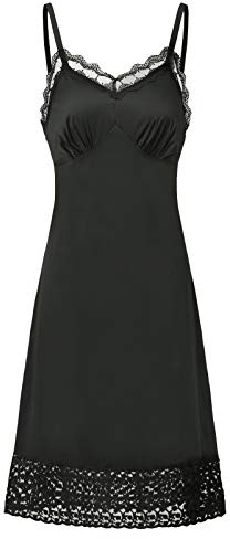 Belle Poque Women's Black Lace Full Slips for Under Dress Straight Dress Nightwear, XL