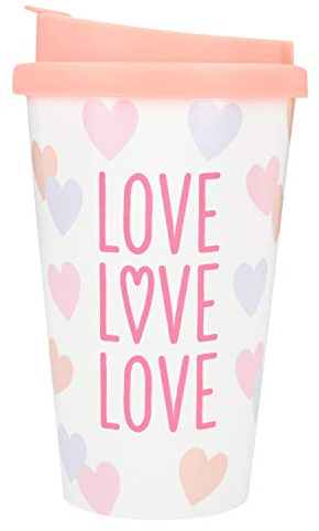 Depesche 2180.035 To-Go Becher aus Kunststoff mit Spruch, 350 ml, wiederverwendbar, Love Love Love