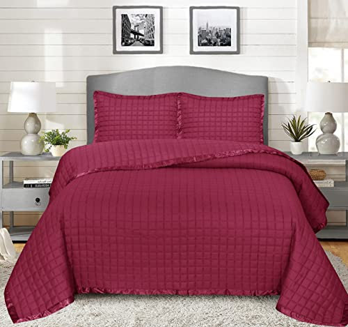 B&B Gesteppte Tagesdecken, Bettüberwurf, Doppel-Bettwäsche-Set, Seidenbordüre, geprägt, gemustert, Tagesdecke, Überwurf, Decke, Steppdecke, Doppelbett in 3 Stück, mit 2 weichen Kissenbezügen (Osca