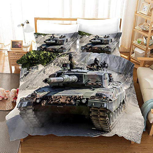 LiYiAT Bettwäsche 155X220 cm mit Weich Atmungsaktiv Panzer Bettwäsche Set 3 Teilig 1 Mikrofaser Bettbezug mit Reißverschluss und 2 Kissenbezüge 80 X 80cm für Kinder Erwachsene