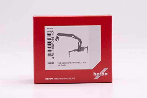 Herpa 054140 Hiab Ladekran X-HIPRO 232 E-3 mit Greifer, rot in Miniatur zum Basteln Sammeln und als Geschenk
