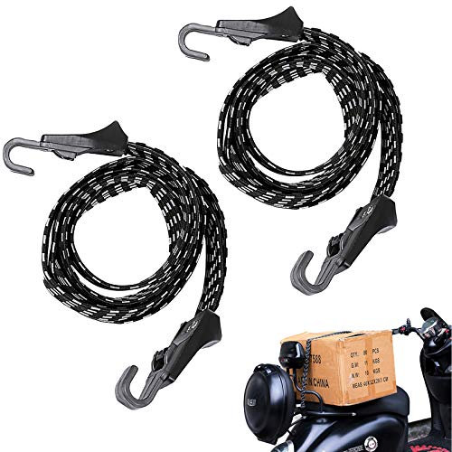 Elinala Spanngurt Fahrrad, Gepäckträger Gummiband, 2 Stücke 3 in 1 Multifunktionales Elastisches Festes Bungee-Seil mit Fahrrad- und Motorradgepäck und Haken (68 cm)