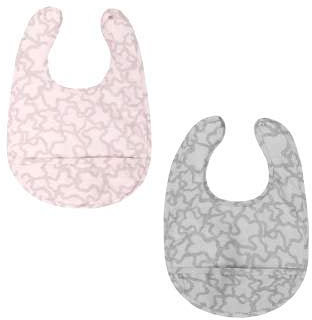TOUS BABY - Set 2 baberos plastificados de la colección Home Kaos para tu Bebé. Color Rosa y Gris. (0/36 meses) (Rosa)