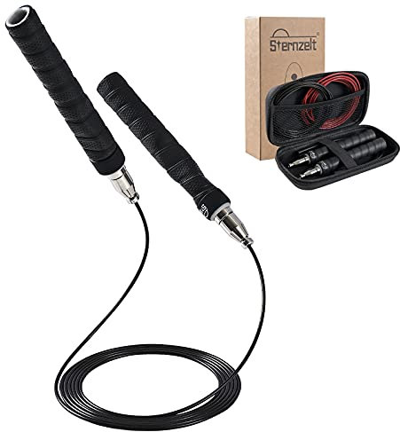 Sternzelt® Speed Skipping Rope Automatic Locking Toolless Length Adjustment High Speed Skipping Rope (Black)
