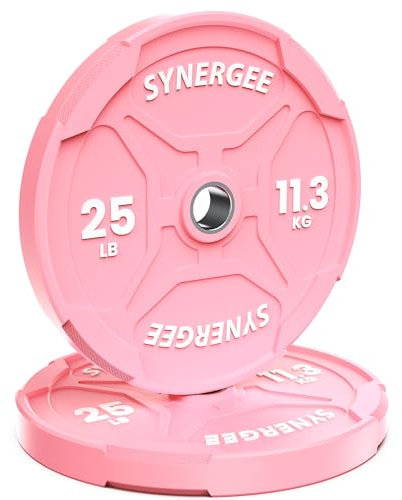 Synergee Hantelscheiben aus Gusseisen mit 2,5 cm Öffnung für Bodybuilding, Olympia und Powerlifting. Hantelscheiben aus Metall, 11,3 kg, Paar