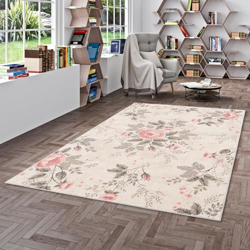 Pergamon Lagos - Tapis de Design d'intérieur/extérieur - Fleurs Beige - 5 Tailles