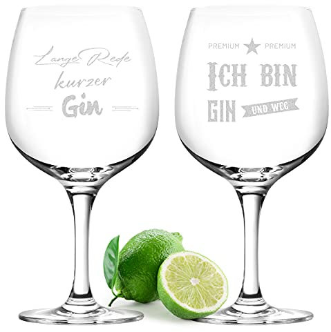 Lot de 2 verres à gin Tonic - Avec inscription gravée - 755 ml - Pour anniversaire - Gravure au laser - Verre à cocktail - Boisson d'été - Pour homme et femme - Boisson froide - Inscription 5 et 6