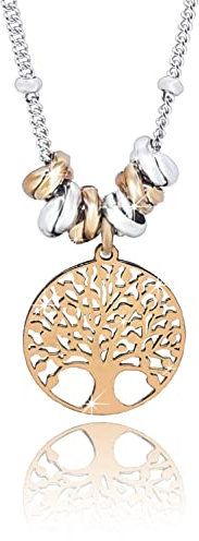 SAGA GIOIELLI® Collana Donna Quadrifoglio Albero Della Vita Family Angelo Custode Coccinella Corno Acciaio Confezione Regalo (ALBERO DELLA VITA)