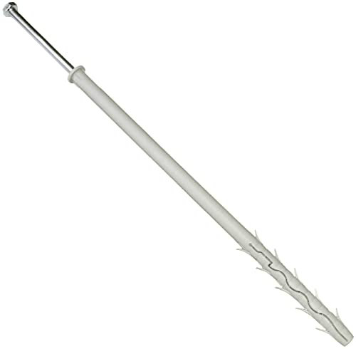 AERZETIX - C57447 - Set di 10 tasselli in plastica a testa fresata con alette Ø12x300mm + 10 viti tirafondi Ø8x300mm con impronta 6 lati in acciaio - colore argento