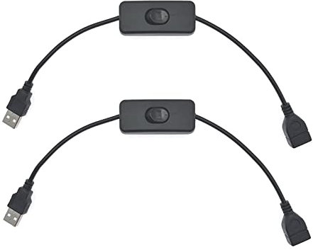 JZK 2 x USB switch cable 30cm, USB on off toggle switch, USB cable with switch, USB power switch, USB extension cable with on/off switch for driving recorder, led lamp, usb fan, led strip light