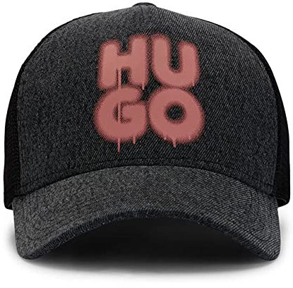 HUGO Herren Men-X 586-D Trucker-Mütze aus Denim und Mesh mit Graffiti-Logo Schwarz Stck