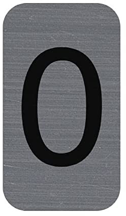 Exacompta - Réf. 67190E - 1 plaque adhésive CHIFFRE 0 - Plaque murale imprimée de signalisation - Sur tous supports - Aspect aluminium brossé - Dimensions : 2,5 x 4,4 cm