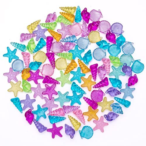 SPRMUD Coquillage de mer/conque/étoile de mer en plastique coloré pour vacances à la plage, piscine, plongée, chasse au trésor, cadeau de fête, décoration de fête, prix d'apprentissage (coquillage)