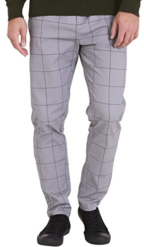BlauerHafen Herren Hose Formell Business Büro Freizeit Kleid Party RegularGerade Kariert Smart Anzug Plissiert Classic Dress Hosen Alle Größen 30W-38W (Hellgrau, 38W / 30L)