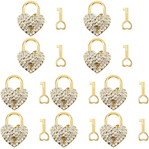 jojofuny 5 Sets Einzigartige Vorhängeschlösser Mit Strasssteinen Metallschlösser in Herzform Mit Schlüssel Für Mehr Ideal Für Dekorative Medaillons Und Gepäck 2 Stück X 5