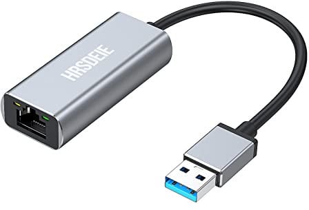 HRSDEIE USB Ethernet Adapter, USB 3.0 to RJ45 Wired 1000Mbps Gigabit LAN Network Adapter Compatible with MacBook Pro, ipad Air, Surface Pro, Windows 11/9/8/Vist/XP, Mac, Linux (Aluminum Driver Free)