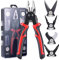 PLEASANT 5-PCS Plier Tool Set 5 in 1 Versatile Tool Kit Black&Red with Linesman Plier, Wire Stripper, Crimping Tools, Sheet Metal Shear