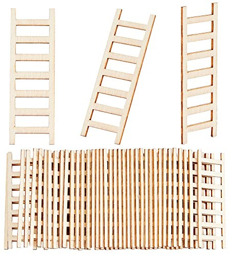 OLYCRAFT 40 Scale in Legno in Miniatura da 2x6cm Mini Scale a gradini in Legno Accessori per Decorazioni da Giardino mobili in Miniatura Ornamento Accessori Decorativi per Giardino in Miniatura
