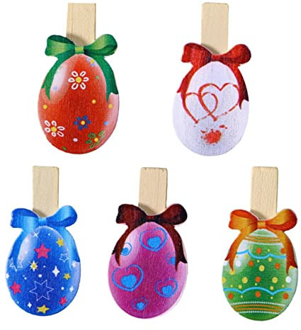 TOYANDONA 50stücke Osterei-Form Fotoklammern Aus Holz Leuchtende Farben Notizhalter Und Foto-Clip Für Dekoration Osterfeier Geburtstag Und Hochzeit