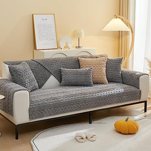 ZCXRYFL 1 2 3 4 Sitzer Sofa üBerzug PlüSch Rutschfester Sofabezug L/U-Eck-Universal Sofa ÜBerwüRfe MöBelschutz Stoff Leder Couch üBerzug Baby-Krabbeldecke Katzen Hunde Matte(70X70cm,Gray 3)