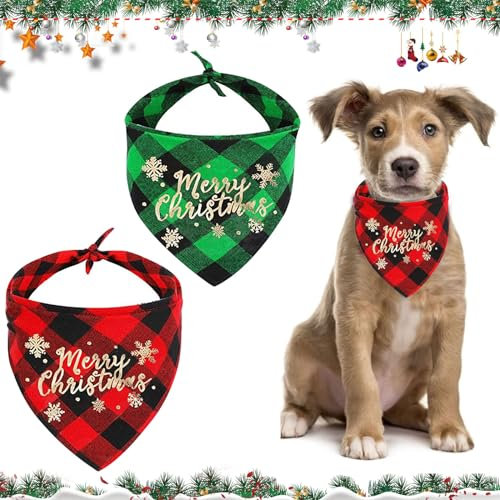 2 Stück Weihnachtshalstuch für Hunde und Katzen - Süßes Personalisiertes Dreieck Halstuch - Haustier Kostüm Zubehör für Weihnachten (B)