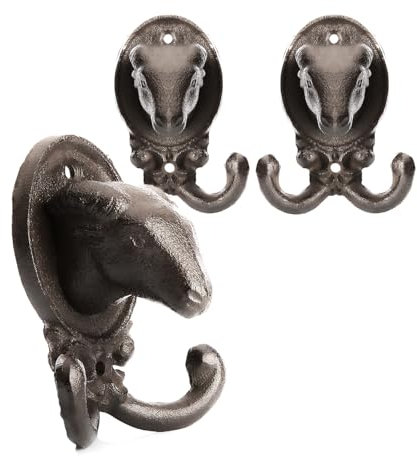 BigDean 2 Stück Garderobenhaken Schaf aus robusten Gusseisen anthrazit (BxH) 8,5x10cm - Haken als Deko und Garderobe geeignet- Tierkopf Kleiderhaken massiv –Wandhaken vintage für Innen & Außen