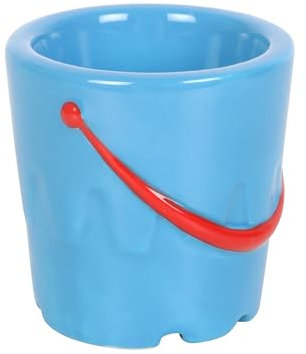 Seaside-Inspired Ceramic Sandcastle Egg Cups Set with Beach Bucket and Spade Spoons