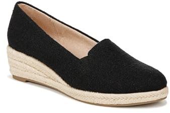 LifeStride Womens Kamilla Wedge Espadrilles Black Linen 7.5 M