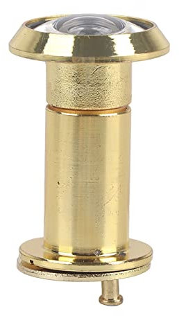 Mirilla Puerta 16 mm, Orificio Seguridad Vista Ancha 200 Grados Lente Resina Aleación Cubierta Giratoria Privacidad Resistente 1-3/8 2-3/8 Pulgadas Grosor Hogar Oficina Hotel(Oro)