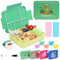 Bugucat Bento Lunch Box 1330ML 12 PCS,Kids Lunch Box Bento Boxes with 6 Compartments Cutlery,Leak Proof Lunchbox Snack Boxes for Kids Adult,Kids Lunch Box with Compartments for School Green