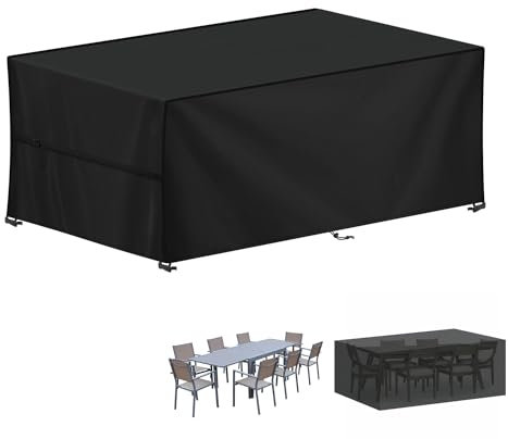 LAMUNI Housse pour Mobilier de Jardin, 420D Oxford Bâche Table de Jardin, Imperméable Housse Table Jardin Bache de Protection Exterieur Salon de Jardin pour Table, Chaise et Canapé, 200x90x75cm